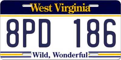 WV license plate 8PD186