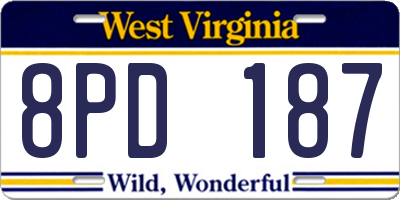 WV license plate 8PD187