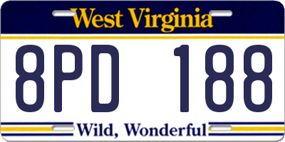 WV license plate 8PD188