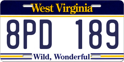 WV license plate 8PD189
