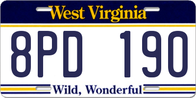 WV license plate 8PD190