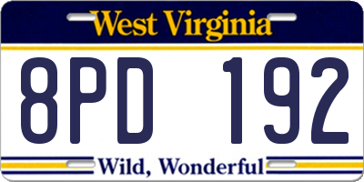 WV license plate 8PD192