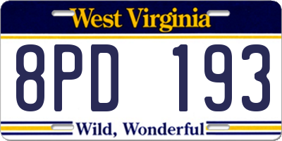WV license plate 8PD193