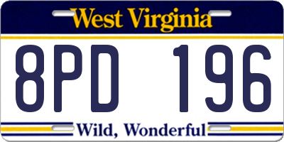 WV license plate 8PD196