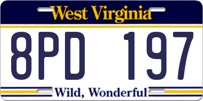 WV license plate 8PD197
