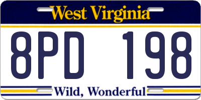 WV license plate 8PD198