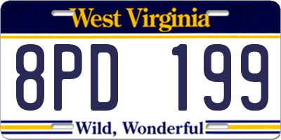 WV license plate 8PD199