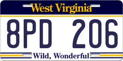 WV license plate 8PD206