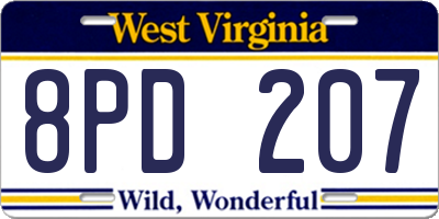 WV license plate 8PD207