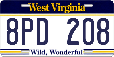 WV license plate 8PD208