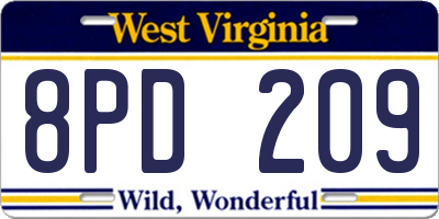 WV license plate 8PD209