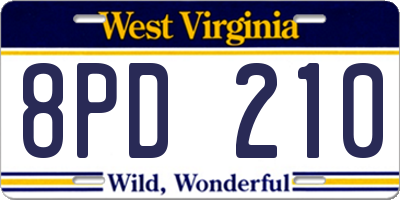 WV license plate 8PD210