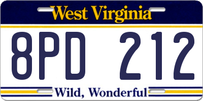 WV license plate 8PD212