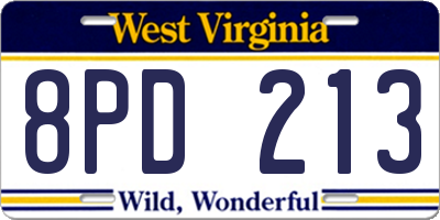 WV license plate 8PD213