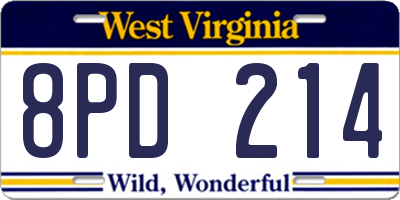 WV license plate 8PD214