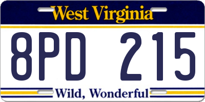 WV license plate 8PD215