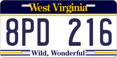 WV license plate 8PD216