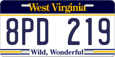 WV license plate 8PD219