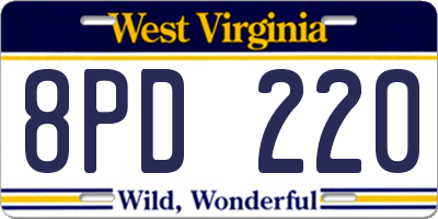 WV license plate 8PD220