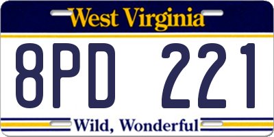 WV license plate 8PD221