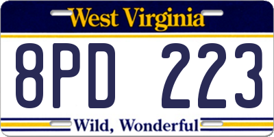 WV license plate 8PD223