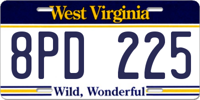 WV license plate 8PD225