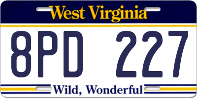 WV license plate 8PD227