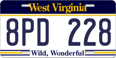 WV license plate 8PD228