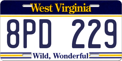 WV license plate 8PD229