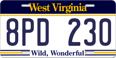 WV license plate 8PD230