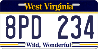 WV license plate 8PD234