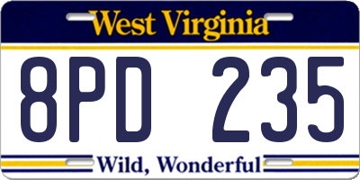 WV license plate 8PD235