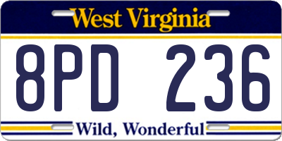 WV license plate 8PD236