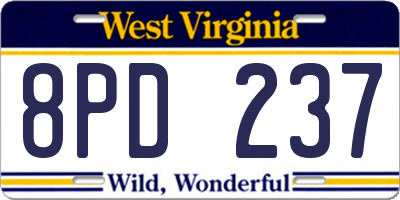 WV license plate 8PD237