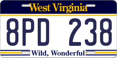 WV license plate 8PD238
