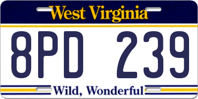 WV license plate 8PD239