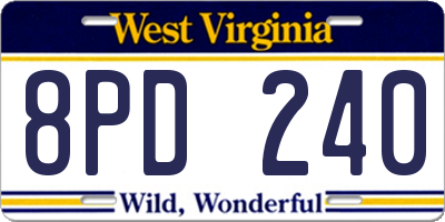WV license plate 8PD240