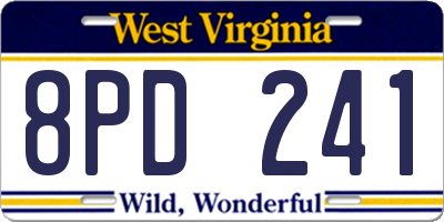 WV license plate 8PD241