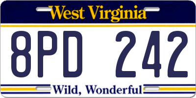 WV license plate 8PD242