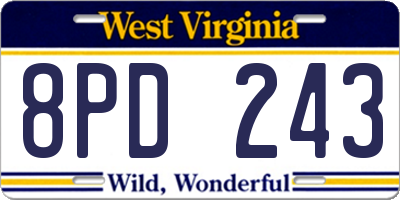 WV license plate 8PD243