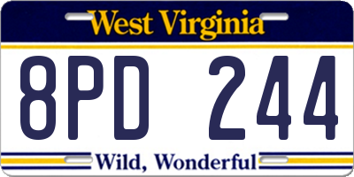 WV license plate 8PD244