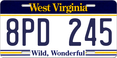 WV license plate 8PD245