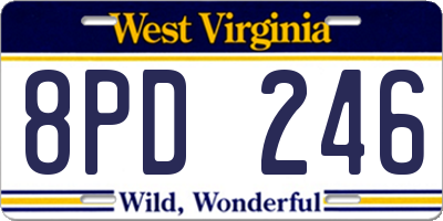 WV license plate 8PD246