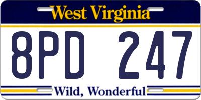 WV license plate 8PD247
