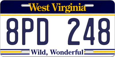 WV license plate 8PD248