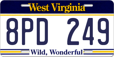 WV license plate 8PD249