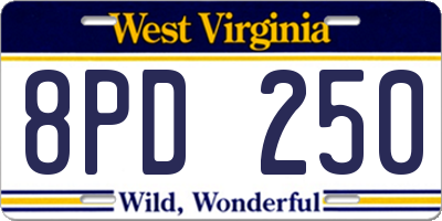 WV license plate 8PD250