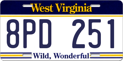 WV license plate 8PD251
