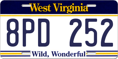 WV license plate 8PD252