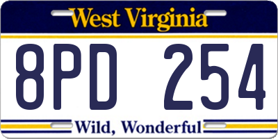 WV license plate 8PD254